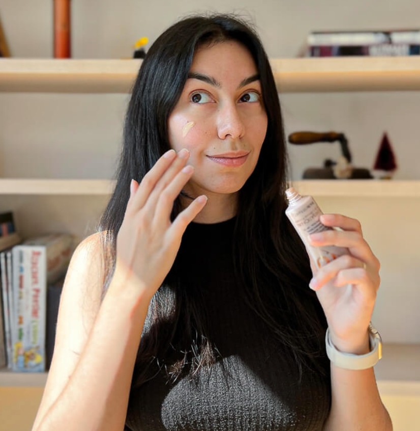 Applying skincare product