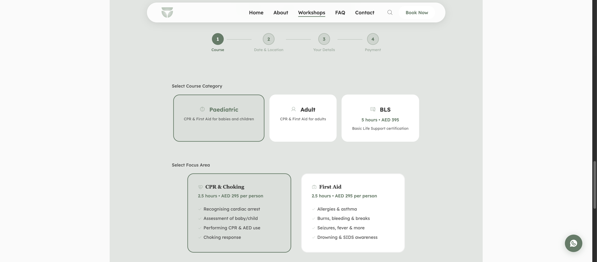 EverSafe multi-step booking flow