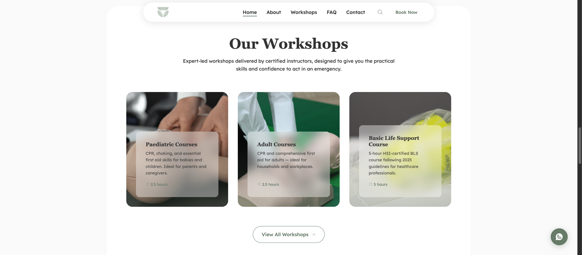 EverSafe workshops section with course cards