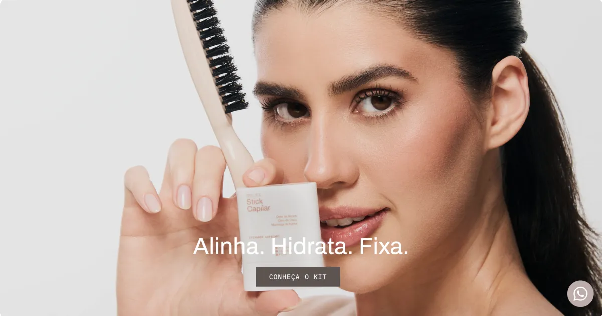 Shelf Beauty: the store home page, a model holding the hair-finishing stick and the brush