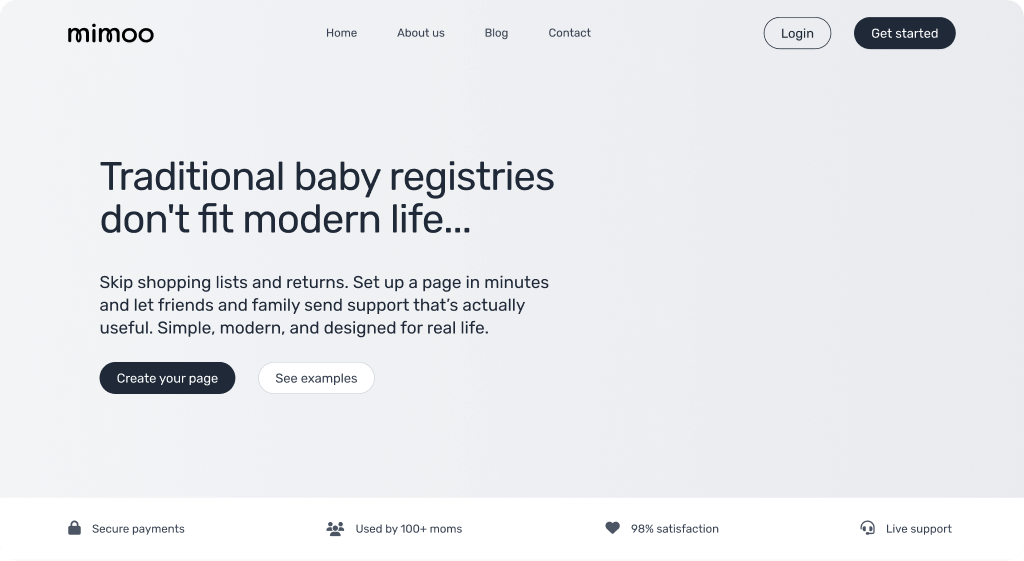 Main page wireframe