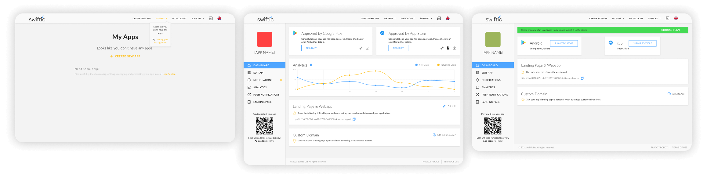 Swiftic Platform UI Mockup